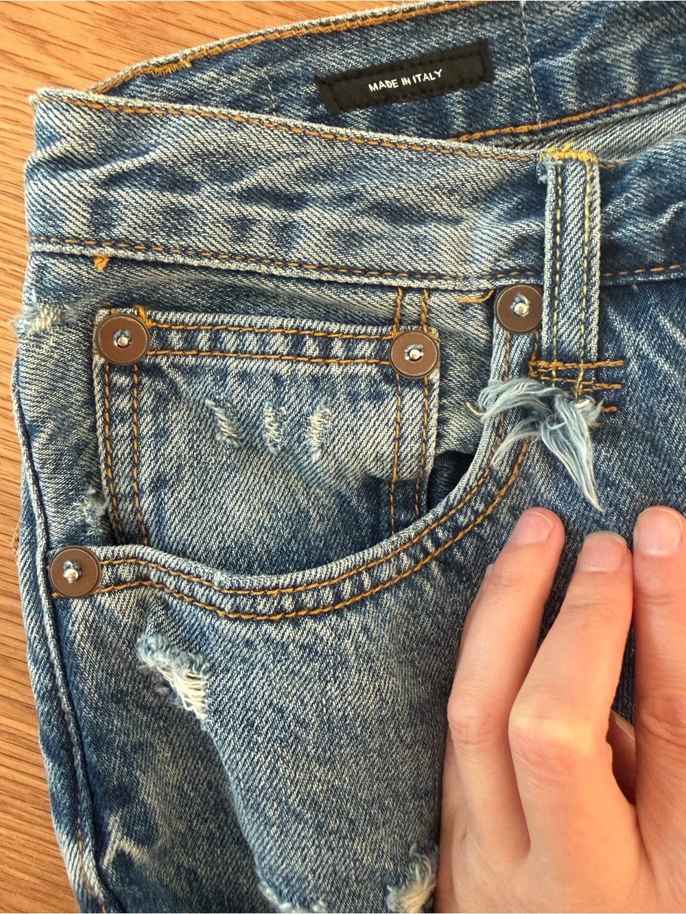 R13 Tailored Drop Denim Jean in Bain wash - 27 - Picture 6 of 17